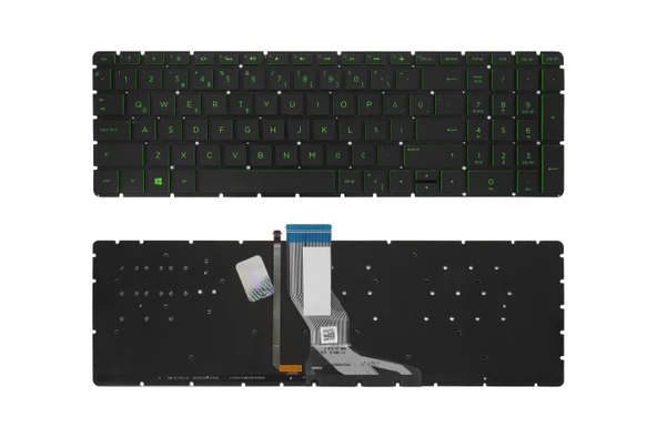 HP Uyumlu 15-cb001nt (2CR74EA), 15-cb005nt (2CJ23EA) Klavye TR  Siyah - Yeşil Işıklı ürün görseli 1