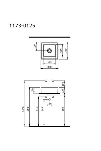Vessel Tezgah Üstü Lavabo 38x38 Cm Bisküvi 1173-014-0125 - 2