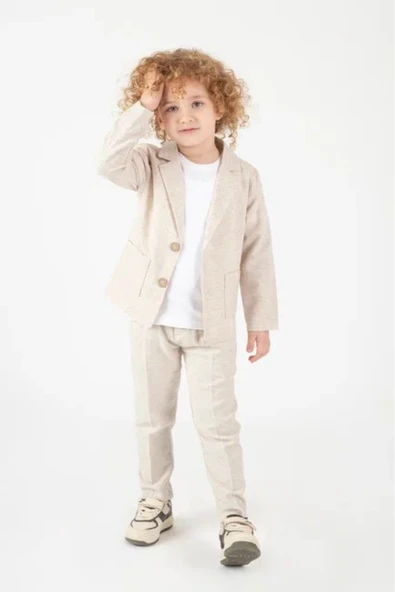 Erkek Çocuk Spor Keten Takım Elbise ürün görseli