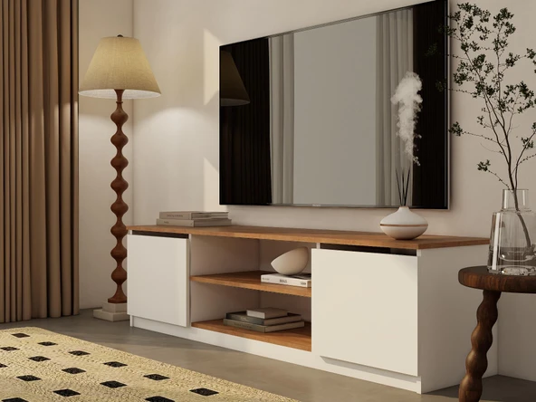 Bade Tv Ünitesi Marbella Kiraz Beyaz Renk - Resim 2