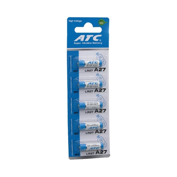 ATC SUPER ALKALİNE BATTERY A27 - 27A LR27 ARAÇ - OTO KUMANDA PİLİ 12V 5Lİ KART (5284) ürün görseli