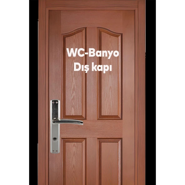 WC Banyo Aynalı Kapı Kolu Nikel İnox Sağa Sola Uygun İç Dış Wc Kapısı Kilitlenebilir 1 Takım - Resim 4