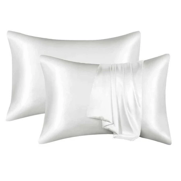 Antibakteriyel Terletmeyen İpek Saten Yastık Kılıfı 2'li 50x70 Beyaz - 4