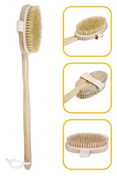 BUFFER® Doğal At Kılı Selülit Karşıtı Sapı Çıkabilen Ahşap Banyo Fırçası - 8