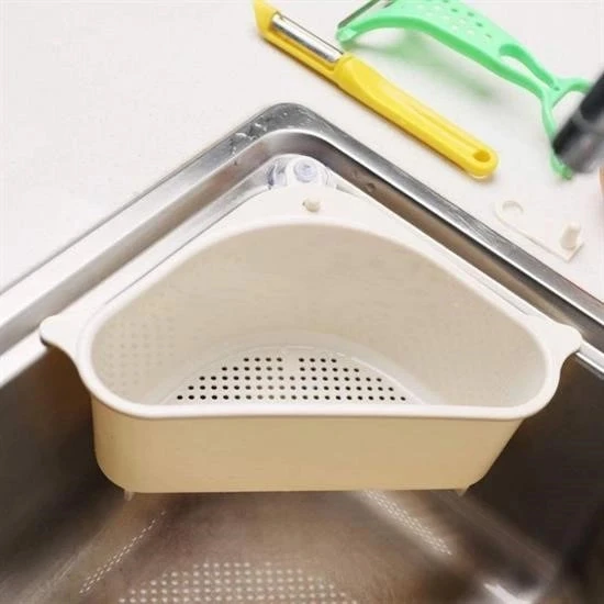 BUFFER® Vantuzlu Üçgen Sebze Meyve  Lavabo Raf Evye Süzgeç Sünger Tutucu Düzenleyici Mutfak Organize - Resim 8