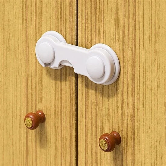 Bebek Çocuk Güvenliği Çekmece ve Dolap İçin Kendiliğinde Yapışkanlı Vidasız Kapak Kilidi (5284)