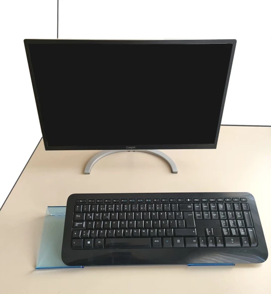 Klavye Standı Sehpası Klavye Yükseltici Pleksiglass 3 mm Şeffaf Açık Mavi Özel Renk.. - 2