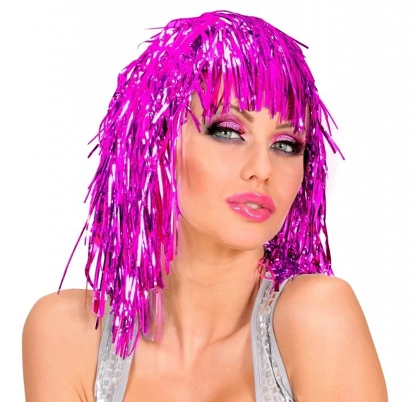 Pembe Fuşya Işıltılı Metalize Parti Peruğu ürün görseli