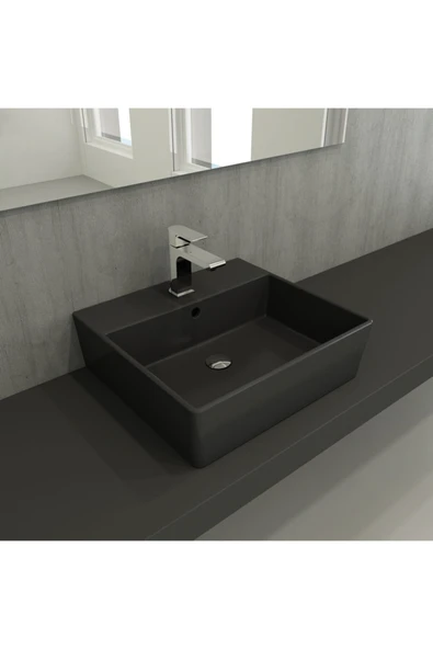 Milano 50 Cm Çanak Lavabo Batarya Delikli Mat Antrasit 1216-020-0126