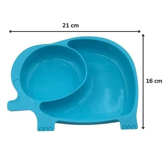 BUFFER® Bebek ve Çocuk için Sevimli Fil Model Desenli Yemek Bebek Mama Kabı Bölmeli Tabak - Resim 8