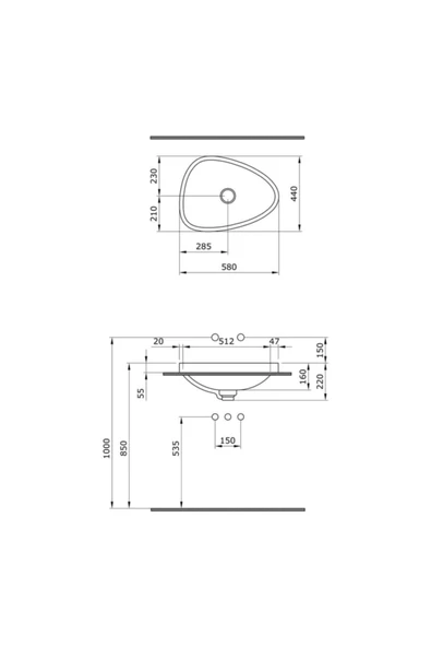 Etna Tezgah Üstü Lavabo 58 Cm Mat Mint Yeşil 1112-033-0125 - 2