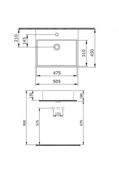 Milano 50 Cm Çanak Lavabo Batarya Delikli Mat Antrasit 1216-020-0126 - 2