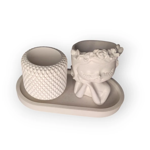 Dikdörtgen desenli Vazo, Çiçekli Kız, Sunumluk ürün görseli 1