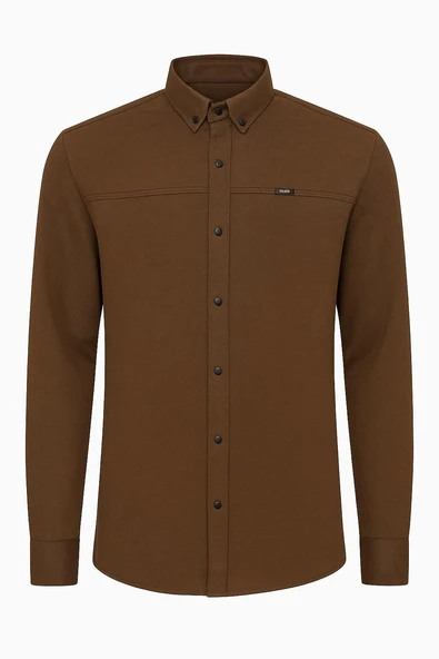 Yxc Uzun Kol Slim Fit Erkek Örme Gömlek - 7437 - 3