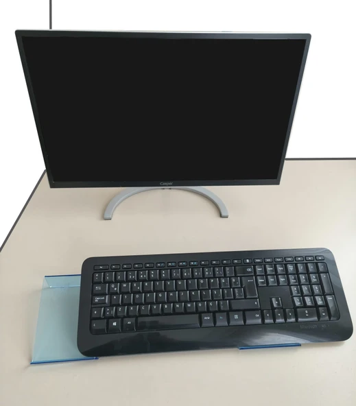Klavye Standı Sehpası Klavye Yükseltici Pleksiglass 3 mm Şeffaf Açık Mavi Özel Renk.. - 7