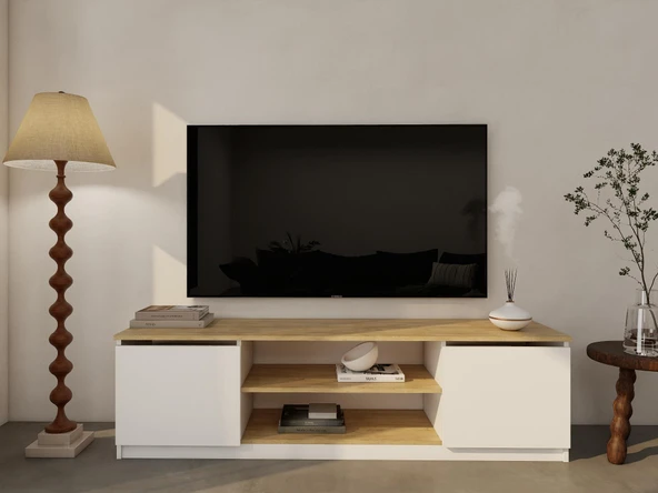 Bade Tv Ünitesi Lefkas Meşe Beyaz Renk ürün görseli