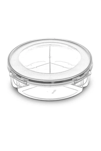 BUFFER® 3 Bölmeli Sızdırmaz Contalı Kilitli Kapaklı 1,35 Litre yuvarlak Erzak Saklama Kabı LC-500 - Resim 6