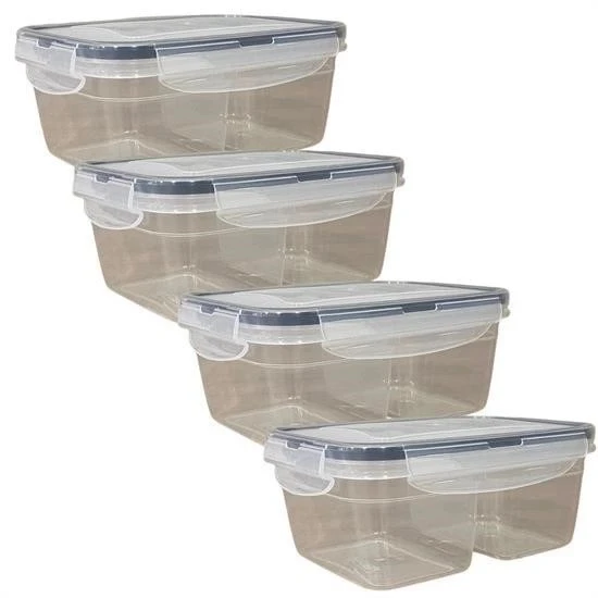 BUFFER® 2 Bölmeli 0,45+0,45 Litre Kilitli Kapaklı Erzak Saklama Kabı LC-524 - Resim 8