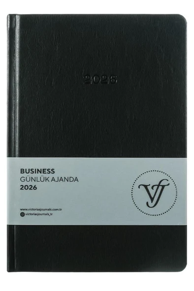 Victoria's Journals Business 2026 Günlük Ajanda 17x24cm Sert Kapak Ivory 80gr. Ayraçlı Siyah ürün görseli 1
