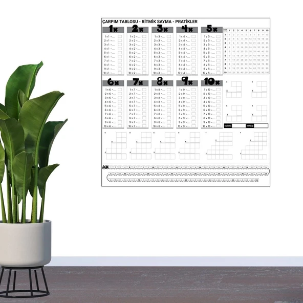 BUFFER® Çarpım Tablosu Ezberleme Manyetik Duvar Stickerı 105 x 100 cm - Resim 2