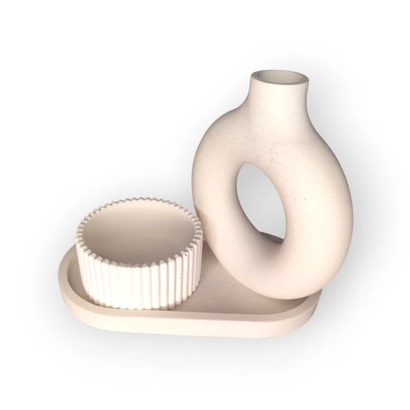 Yuvarlak vazo, Çizgili Mumluk, Sunumluk ürün görseli 1