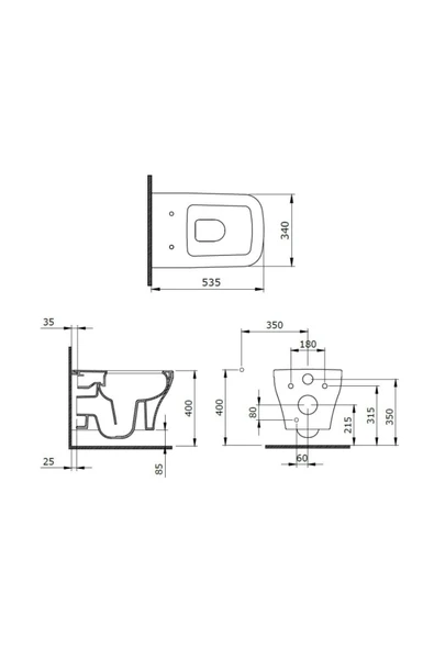 Firenze Rimless Asma Klozet Parlak Beyaz Kapak Dahil 1304-064-0128 - 2