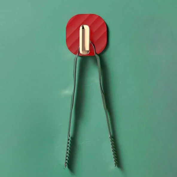 BUFFER® 2li Yapışkanlı Retro Askılık Dolap Kapak Kulpu Kırmızı - 2