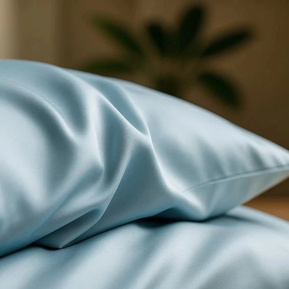 Antibakteriyel Terletmeyen İpek Saten Yastık Kılıfı 2'li 50x70 Mavi - Resim 6