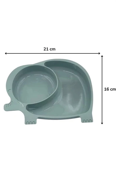 BUFFER® Bebek ve Çocuk için Sevimli Fil Model Desenli Yemek Bebek Mama Kabı Bölmeli Tabak - Resim 4
