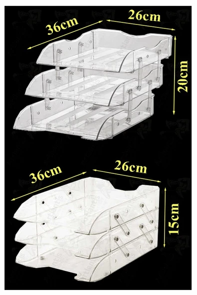 Evrak Rafı 3 lü Masaüstü 1 Paket Plastik Evrak Rafı Masa Üstü Şeffaf Hareketli A4 Dosya Düzenliyici Kağıt Tepsisi - 5
