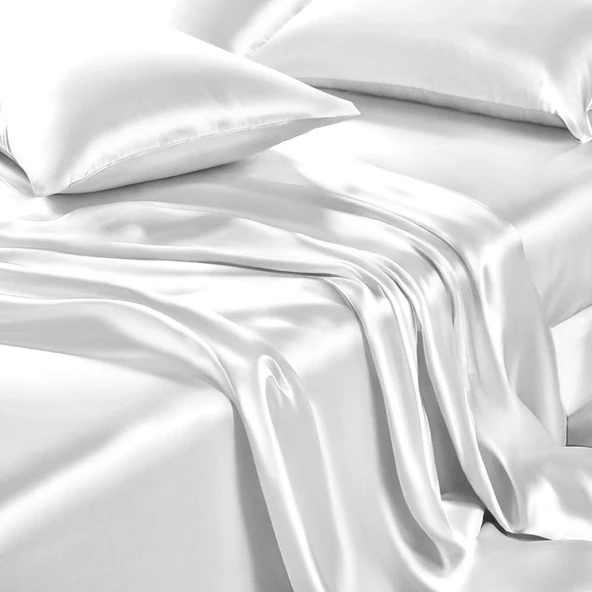 Antibakteriyel Terletmeyen İpek Saten Yastık Kılıfı 2'li 50x70 Beyaz - 3