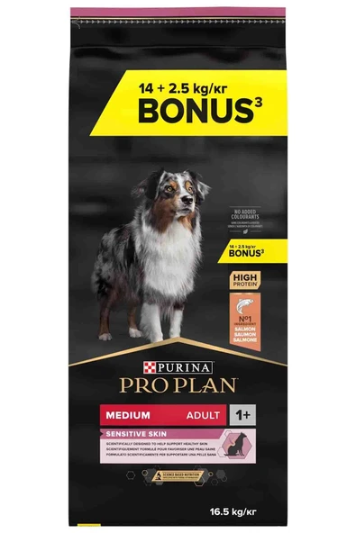 Proplan Somonlu Orta Irk Hassas Derili Yetişkin Köpek Maması 14kg + 2,5kg HEDİYE! ürün görseli