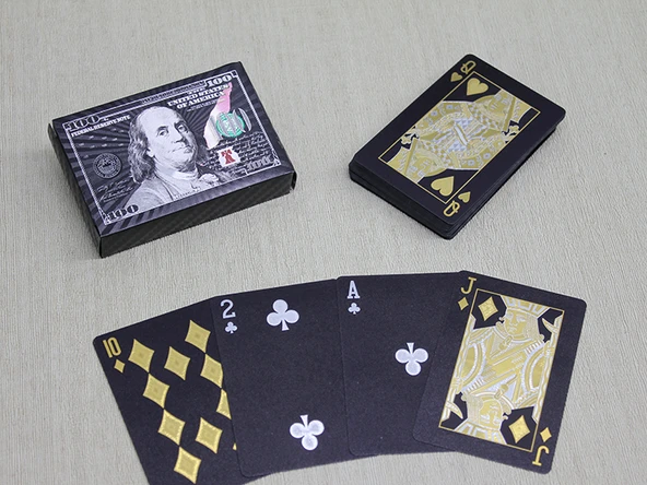 Gümüş Dolar Tasarımlı Siyah İskambil Oyun Kartı ürün görseli 1
