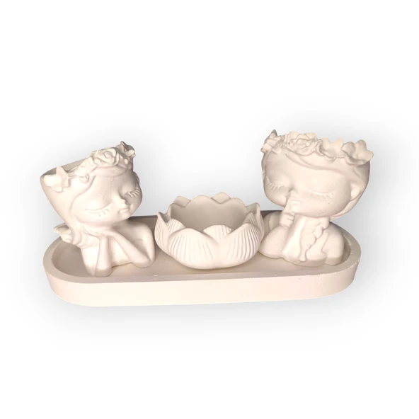 2li Çiçekli Kız Ve Lotus mumluk ürün görseli 1