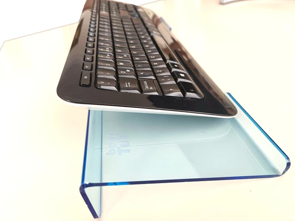 Klavye Standı Sehpası Klavye Yükseltici Pleksiglass 3 mm Şeffaf Açık Mavi Özel Renk.. - 5