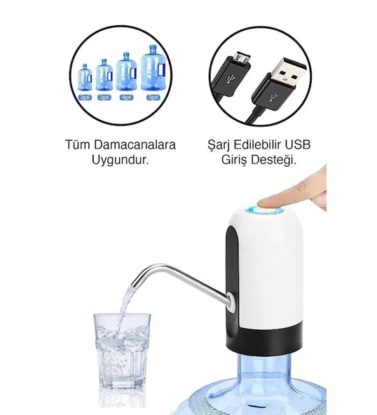 Elektrikli Şarjlı Damacana Su Pompası (5284) - Resim 4