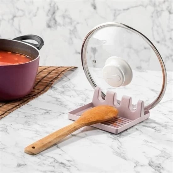 BUFFER® Tencere Kapak Tutuculu Kaşıklıklı Tencere Kapak Standı Pratik Kaşık Kepçe Altlık Düzenleyici - Resim 4