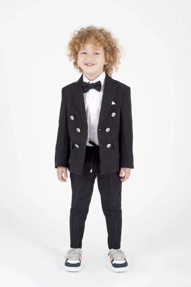 Erkek Çocuk Çizgili Spor Takım Elbise - Resim 3