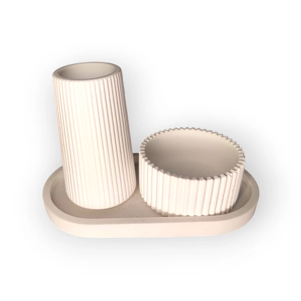 Çizgili Vazo ve Çizgili Mumluk Set ürün görseli 1