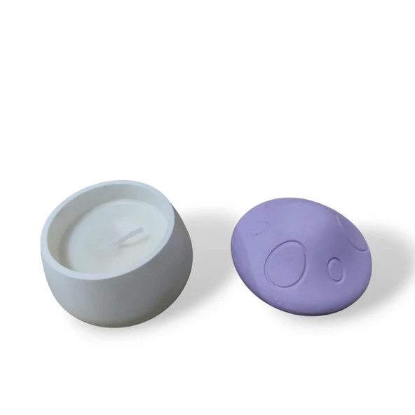 Lila Renkli Mantar Obje İçinde Soya wax kokulu Mum - 2