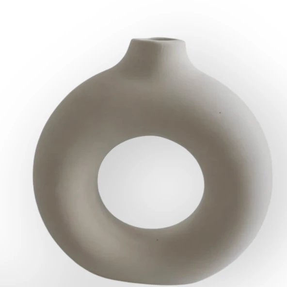 Beyaz Yuvarlak 15 CM Vazo - Resim 2