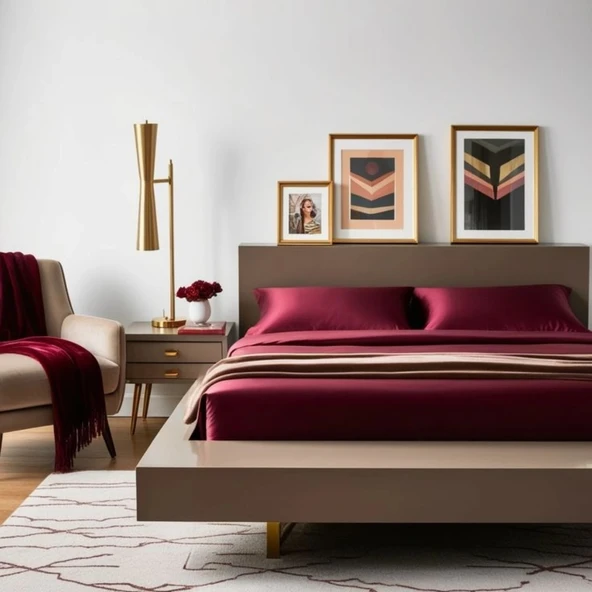 Antibakteriyel Terletmeyen İpek Saten Yastık Kılıfı 2'li 50x70 Bordo - Resim 4