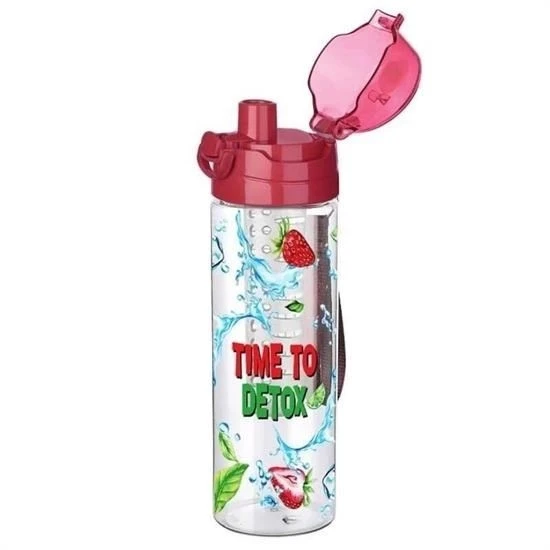 BUFFER® Tutma Saplı Kilitli Kendiliğinden Süzgeçli Kolay Taşınabilir Detoks Sporcu Diyet Matarası - Resim 4