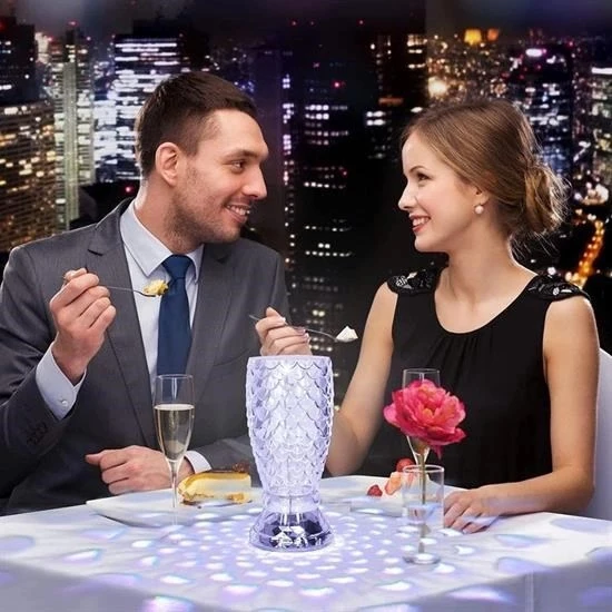 BUFFER® Balık Süzgeç Model USB Şarjlı Kumandalı 16Farklı Işık Modlu Masa Üstü Kristal Akrilik Led - Resim 4