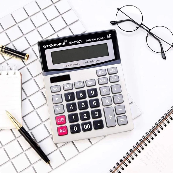 BUFFER® 12 Haneli Geniş LCD Ekran, Pilli Büyük Düğmeli Hesap Makinesi - Resim 4