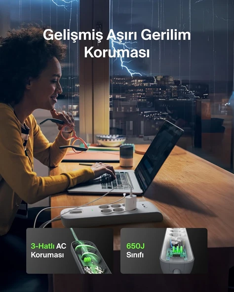 BELKIN BSV604 2 METRE 6LI USBA AKIM KOR. PRIZ - Resim 5