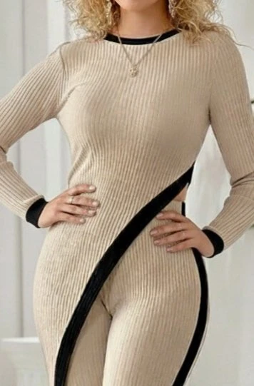 Lucky Life Kadın Uzun Kollu Bisiklet Yaka Asimetrik Kesim Bluz şardonlu Kaşkorse Bluz Ve Pantolon Ikili Takım ürün görseli 1