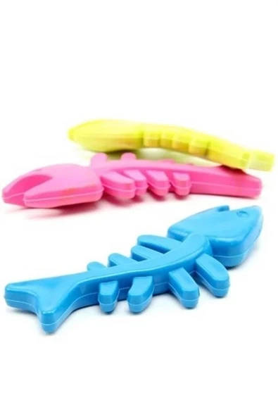 BUFFER® Balık Kemiği İskelet Şekilli Renkli Plastik Kedi Oyuncağı - Resim 5