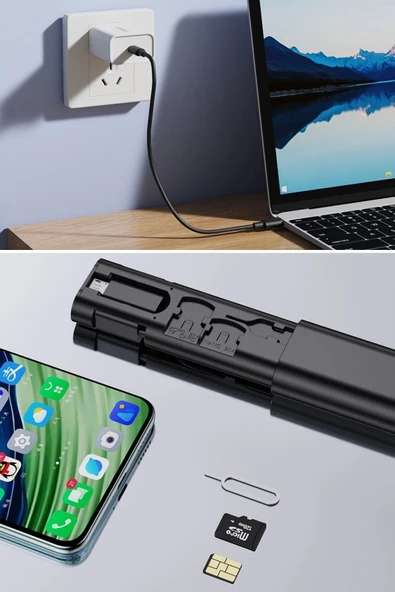 BUFFER® Cep Tipi 60W Bas Aç Type-C,İphone Şarj,Micro USB Hızlı Şarj Data Kablo Seti - Resim 8