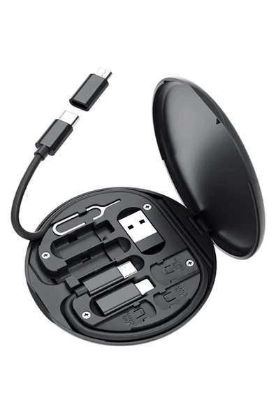 BUFFER® 60w Destekli Kablo Kutusu Seyahat Kablo Seti 5'i 1 arada USB Type-C Şarj Kablosu Seti - Resim 6